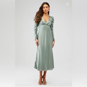 Line and dot Maya dress in sage